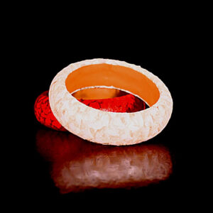 Fish Leather Bangle — Natural and Red