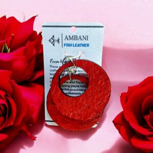 Red Rose Fish Leather Earrings